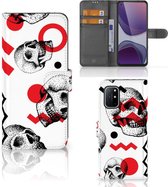 GSM Hoesje OnePlus 8T Bookstyle Case Skull Red