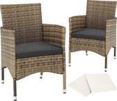 tectake - 2 tuinstoelen met 4 kussenhoezen-Wicker Tuinset- natuur -403775