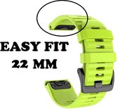 Firsttee - Siliconen Horlogeband - EASY FIT - 22 MM - Voor GARMIN - Lichtgroen- Horlogebandjes - Quick Release - Easy Click - Garmin – Fenix 5X – Fenix 6X - Fenix 3 - Horloge bandje - Golfkleding - Golf accessoires – Cadeau