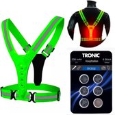 Hardloopvest met Verlichting - Hardloop Verlichting Vest - Hardloop Licht  - Reflecterend Hardloopvest  - Groen - Inclusief 6 batterijen