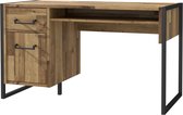 Maison’s Bureau –  Laptoptafel –  Computertafel –  Bureautafel –  Zwart/Eiken Hout – 60,2x129,4x74,7