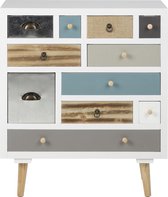 Maison’s Ladekast – Commode – Dressoir – Kast – Crème/Wit/Grijs/Blauw – 81x70x32