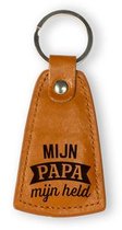 Sleutelhanger | Imitatieleer | Bruin | Mijn papa mijn held