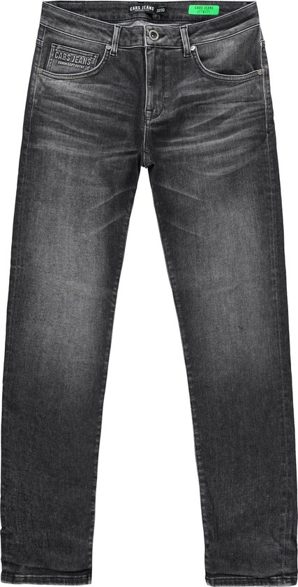 Grijze skinny jeans met lichte wassing en Cars Jeans logo op de zak.