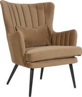 Alora Stoel Charlie Bruin - Velours - relaxstoel - fauteuil - eetkamerstoel - loungestoel - chair - met armleuning