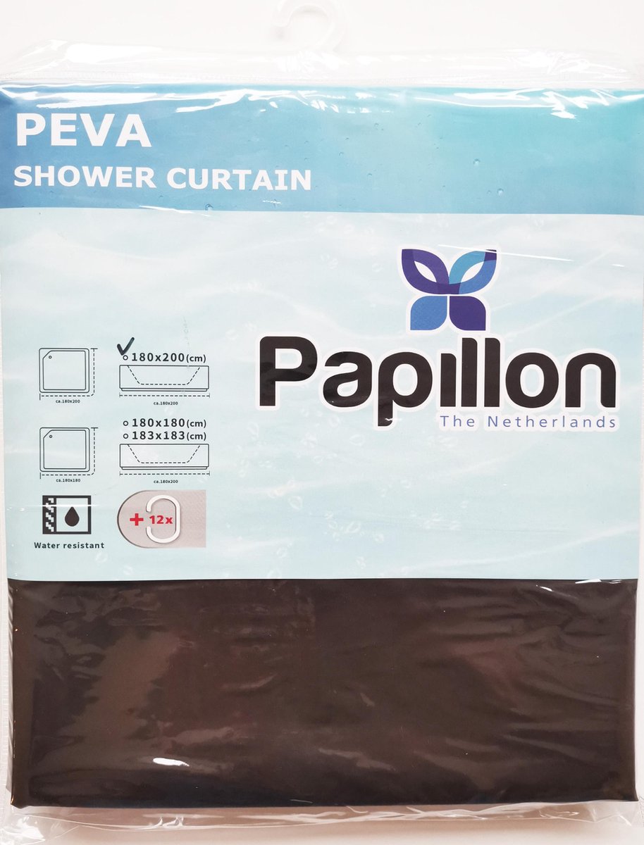 Papillon Douchegordijn - 180x200 cm - Waterdicht - Taupe