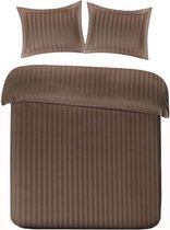 Luxe Katoen/Satijn Tweepersoons Dekbedovertrek Satin Stripe Taupe | 200x200/220 | Luxe En Comfortabel | Hoogwaardige Kwaliteit