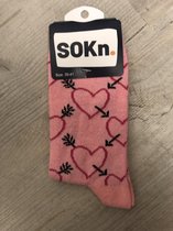 SOKn. trendy sokken" Hartjes" Roze maat 35-41  (Ook leuk om kado te geven !)