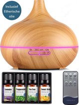LED Aroma Diffuser met Afstandbediening – Nachtlamp Geur Verspreider met 4 Etherische Olie - Humidifier Vernevelaar 500ML