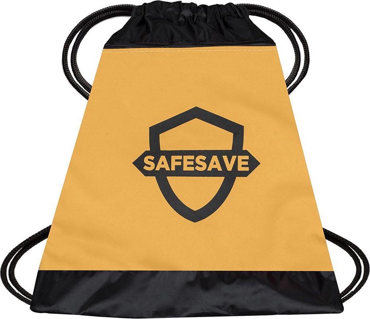 SafeSave gymtas – Waterdichte rugtas met trekkoord - zwemtas - schooltas - parachutestof - geel