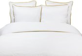 Fissaggio Mist Tencel met Sunray Linnen Piping - Dekbedovertrek - 240x220cm - Wit/Sunray - Slopen 60x70cm