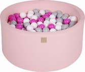 MeowBaby® Ronde Ballenbak set incl 300 ballen 90x30cm - Licht Roze: Donker Roze, Grijs, Wit