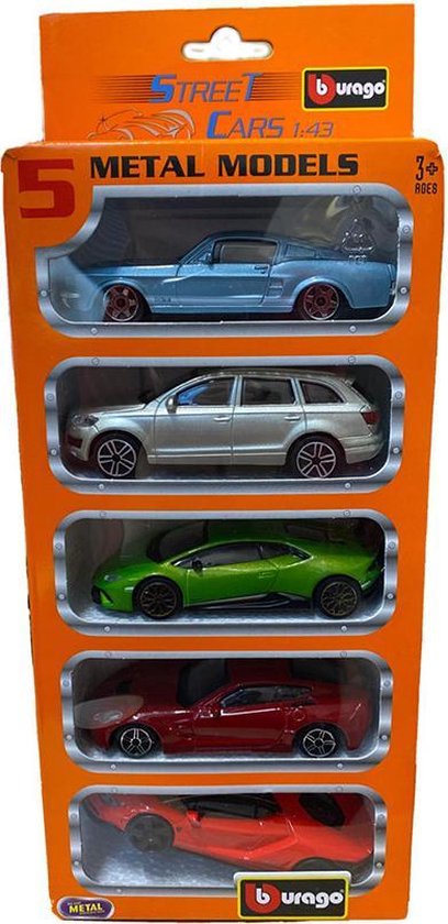 Bburago - Street Cars 1:43 - 5 Metalen modellen | bol.com