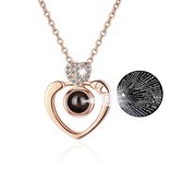Semyco® - Magische ketting - 100 talen ik hou van jou -  Rosé goud hartje Zirkonia