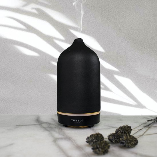 Aroma Diffuser en porcelaine Tubble ® Noir - Huile essentielle - Nébuliseur - Yoga - Aromathérapie