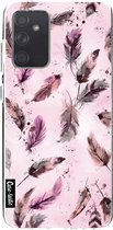 Casetastic Samsung Galaxy A72 (2021) 5G / Galaxy A72 (2021) 4G Hoesje - Softcover Hoesje met Design - Feathers Pink Print