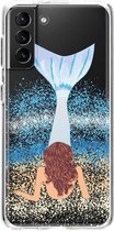 Casetastic Samsung Galaxy S21 Plus 4G/5G Hoesje - Softcover Hoesje met Design - Mermaid Brunette Print