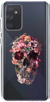 Casetastic Samsung Galaxy A72 (2021) 5G / Galaxy A72 (2021) 4G Hoesje - Softcover Hoesje met Design - Transparent Skull Print