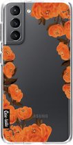 Casetastic Samsung Galaxy S21 4G/5G Hoesje - Softcover Hoesje met Design - Orange Autumn Flowers Print