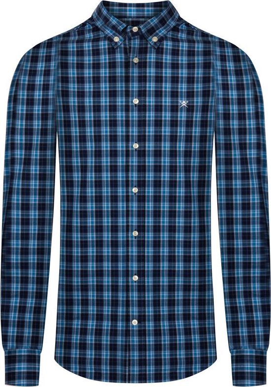 Hackett London - Overhemd - Heren - blauw/zwart geruit maat L