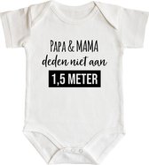 Romper - papa & mama deden niet aan 1,5 meter - maat: 50/56 - korte mouw - baby - corona - rompertjes baby - rompertjes baby met tekst - rompers - rompertje - rompertjes - stuks 1