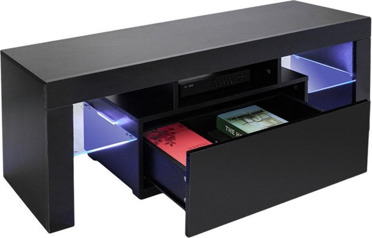 TV meubel Hugo - media meubel game set up - led verlichting - 130 cm breed  - zwart | bol