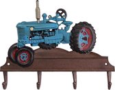 Kapstok - Gietijzeren blauwe tractor - 4 haken