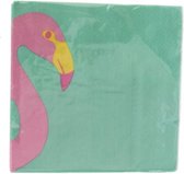 Servetten flamingo 20 stuks 13 cm hoog 13 cm lang mint groen roze flamingo
