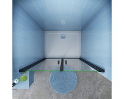 Douchedeur Rosa Nisdeur - 100x200 Pendeldeur 8mm - Helder Glas - Antikalk - Mat Zwart