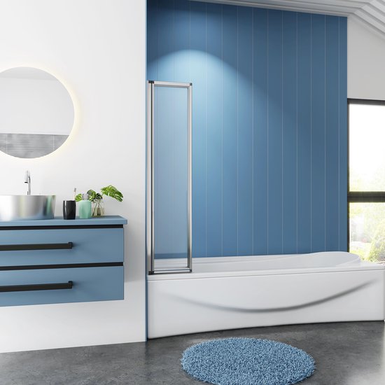 Badwand Bluebell - 5-delig - 120x140 - 4mm - Helder Glas - Chroom