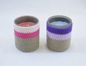 2 stuks kaarsenhouder met kaars, multi: 9 x Ø 7 cm: glas