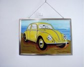 Raamdecoratie VW-kever geel - Raamdecoraties van glas, Wand- en Raamdecoratie
