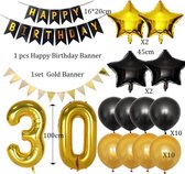 Thomline Verjaardag 30 Jaar | Feestversiering | Ballonnen, Opblaasartikelen & Sterren |Zwart & Goud