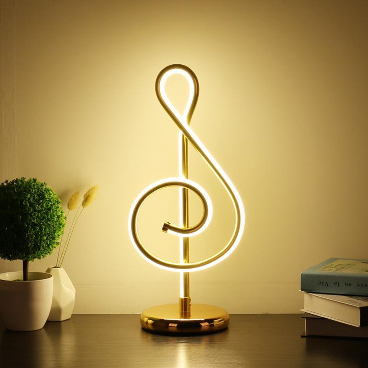 musical Woordenlijst landbouw Xtraworks- Minimalistische Bureaulamp Muzieknoot Goud | bol.com