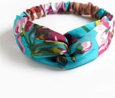 Haarband Cross - Bandana - Haarband dames - Haarbanden dames - Haaraccessoires vrouwen - Turkoois Gebloemd - Stijl 9