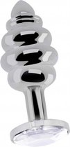 Ribbed Diamond Plug - 2.75 Inch - Silver - Butt Plugs & Anal Dildos - silver - Discreet verpakt en bezorgd
