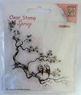 SPCS017 Clear Stamp Spring lovers Nellie Snellen - stempel vogels op bloesem tak - lente