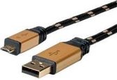 Nilox 1.8m USB2.0 USB-kabel 1,8 m USB A Micro-USB A Zwart, Goud