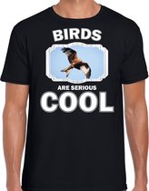 Dieren arenden t-shirt zwart heren - birds are serious cool shirt - cadeau t-shirt rode wouw roofvogel/ arenden liefhebber M