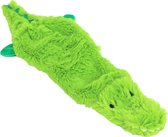 Hondenspeelgoed - Platte Krokodil van pluche - Kleur: groen - 35 cm.