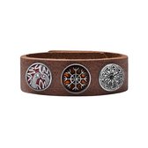 Quiges Dames Leren Armband Bruin met 3 Drukknopen Set 19.5 - 21.5cm - EBCMS310