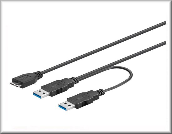 Câble Y USB 3.0 double alimentation PremiumCord A / Male + A / Male - Micro  B / Male | bol.com