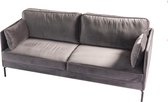 Fancy velvet - Sofa - 3-zit bank - antraciet - velours - stalen pootjes - zwart