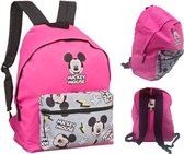 Mickey Mouse rugzak - Roze Zwart Grijs - Met vrolijke Mickey print - 40 cm - Back to School