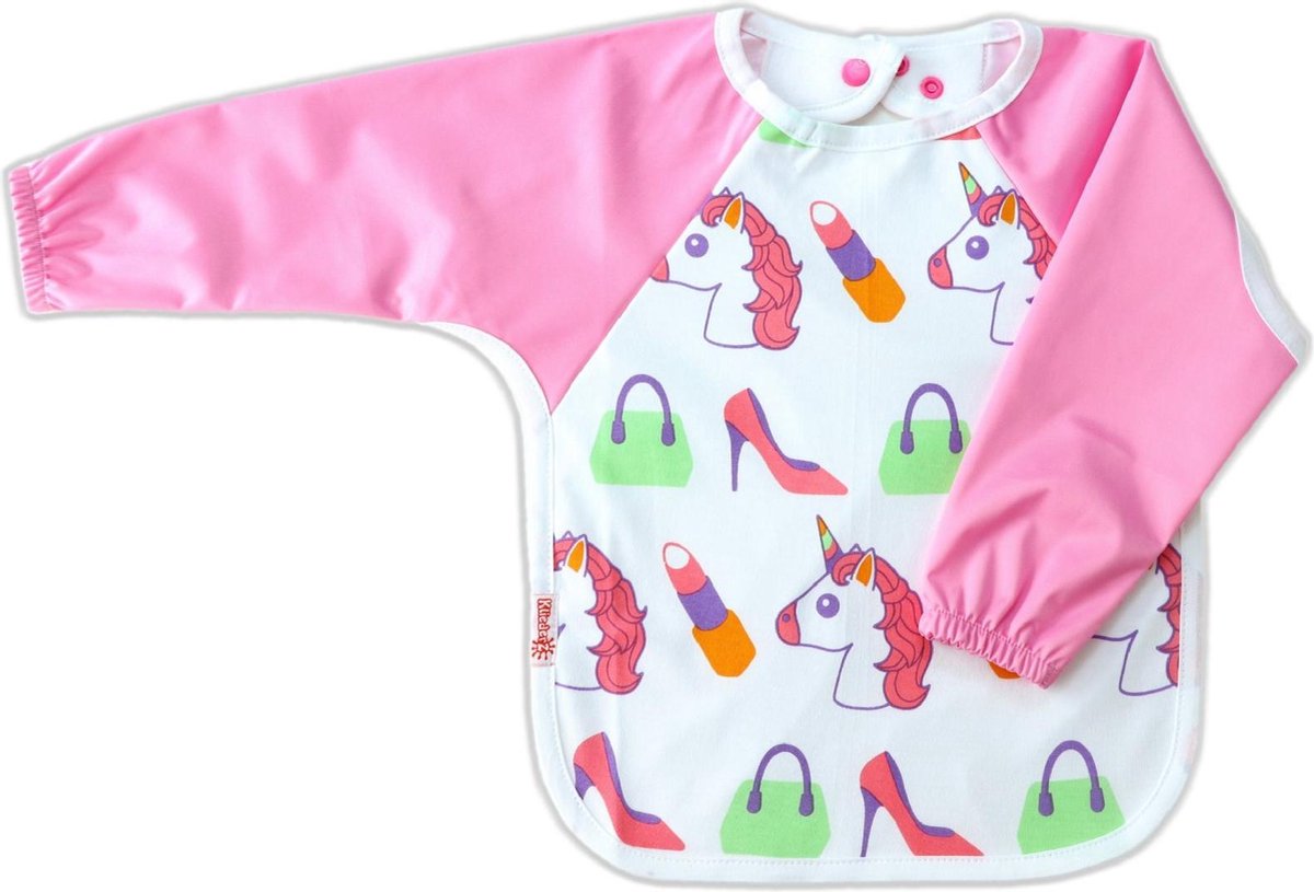Goedkoopste KliederZ slab met mouwen | Roze Unicorn mouwslab baby | Meisjes 8 - 24 mnd LB11a