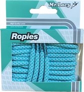 Mr Lacy schoenveters Rond- Ropies mint green/white 130cm lang 5,5mm breed extra sterk