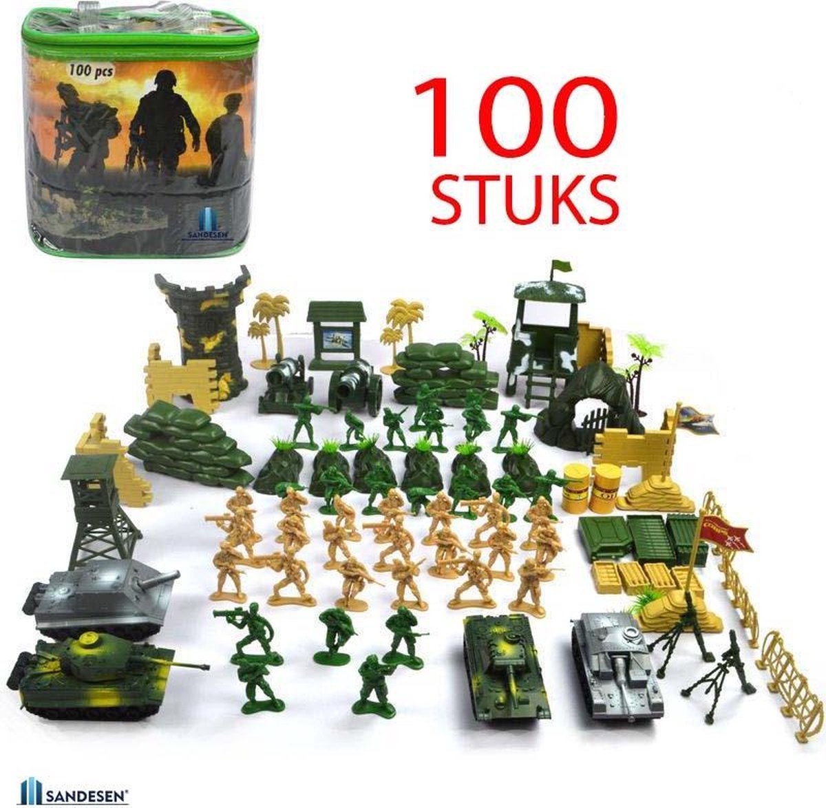 Leger speelgoed set 100 stuks Soldaatjes meerder kleuren complete set - sandesen