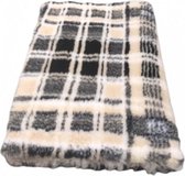 Vetbed - Dierenmat - Puppykleed - Dierenkleed - Benchmat - Tartan Beige Ruit Latex Anti Slip - 100 x 75 cm - machine wasbaar