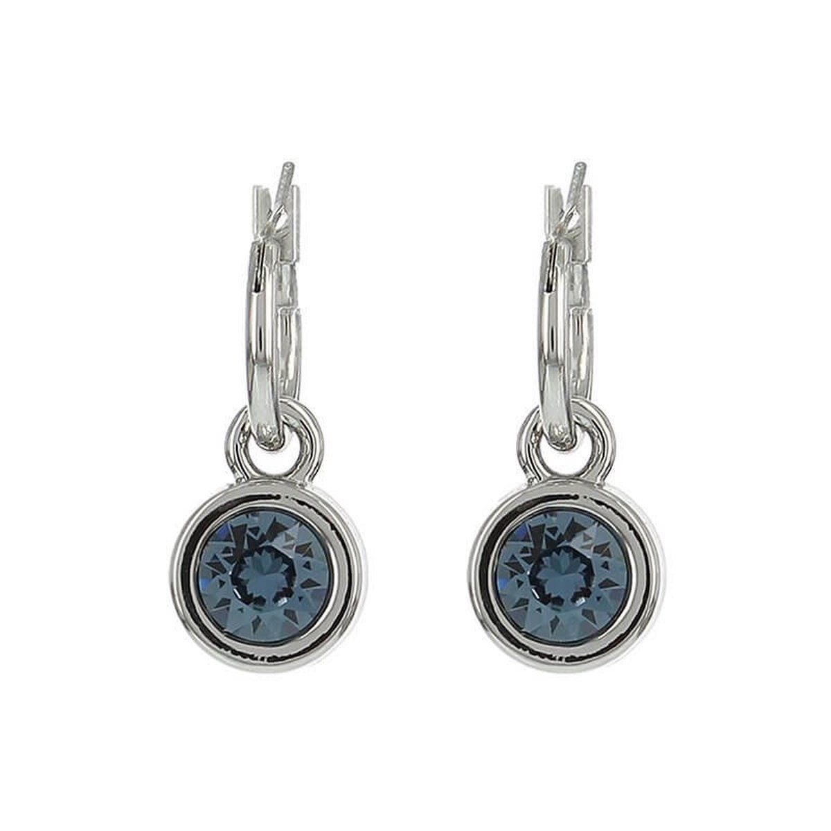 Biba Hang Oorbellen met Swarovski Steentje Denim Blue