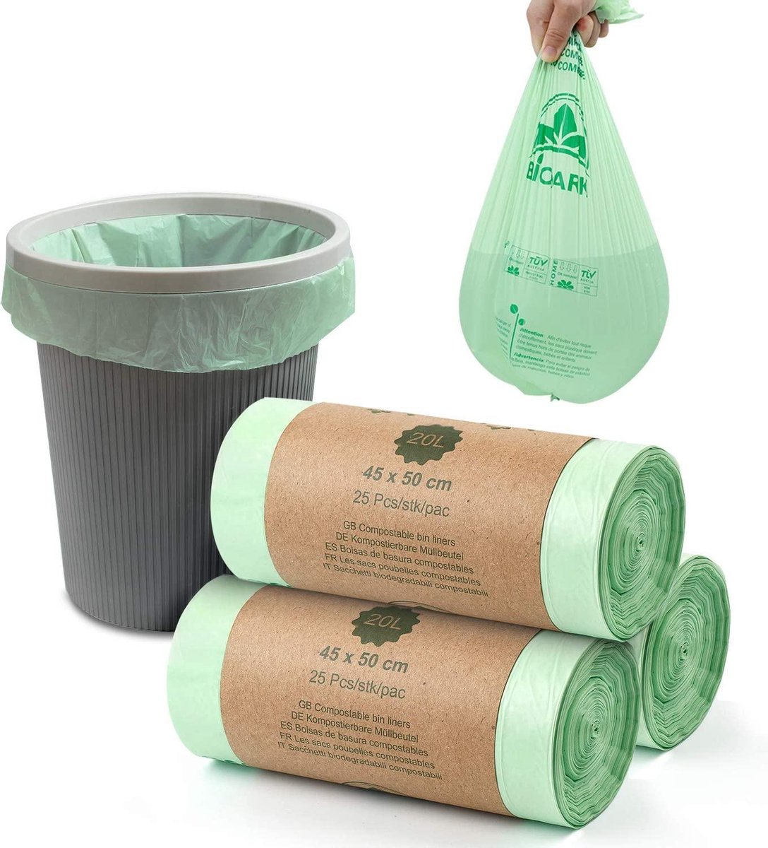 125 stuks Biologische afvalzakken Bio bag 20 liter 45x50